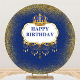 Marine Blau Gold Krone Kreis Glücklich Geburtstag Hintergrund